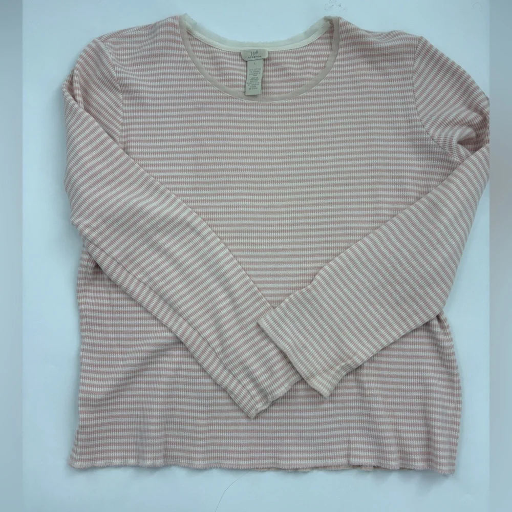 J. Jill Soft Pink and White Striped Long Sleeve Tee - Picture 4 of 8
